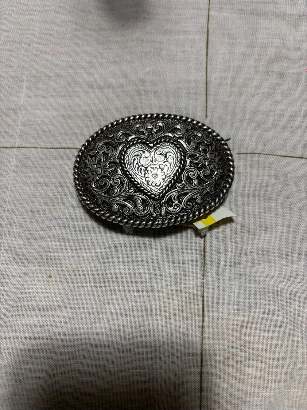 Silver-Tone Heart Filigree Belt Buckle